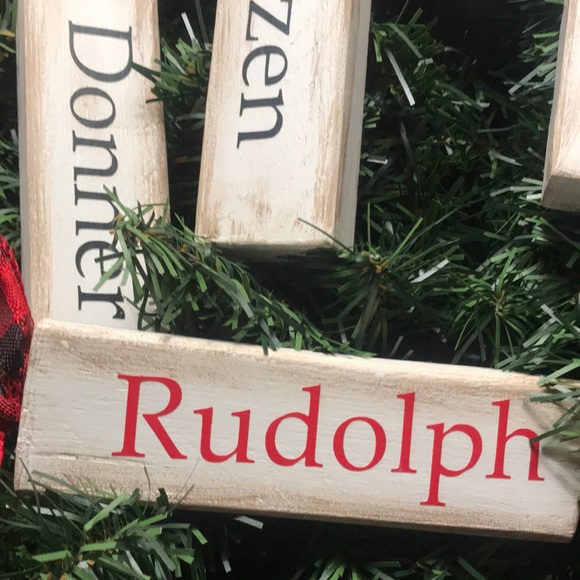 Handcrafted Christmas Reindeer Ornaments Wood Set of 9 - Picture 3 of 3